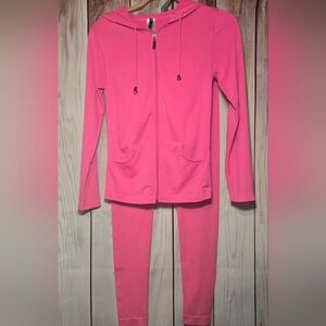 New Mix Pink Zip Up Hoodie And Seamless Leggings Set One Size (See Description)